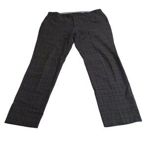 Michael Kors Mens Plaid Wool Blend Trousers Pants Size 42 x 32 Black Work